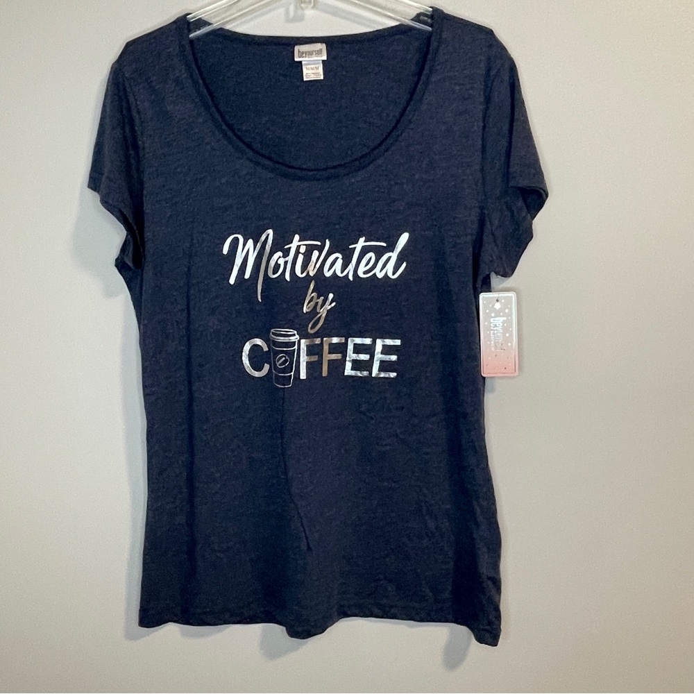 Women's Pajama Top - Navy Motivated by Coffee